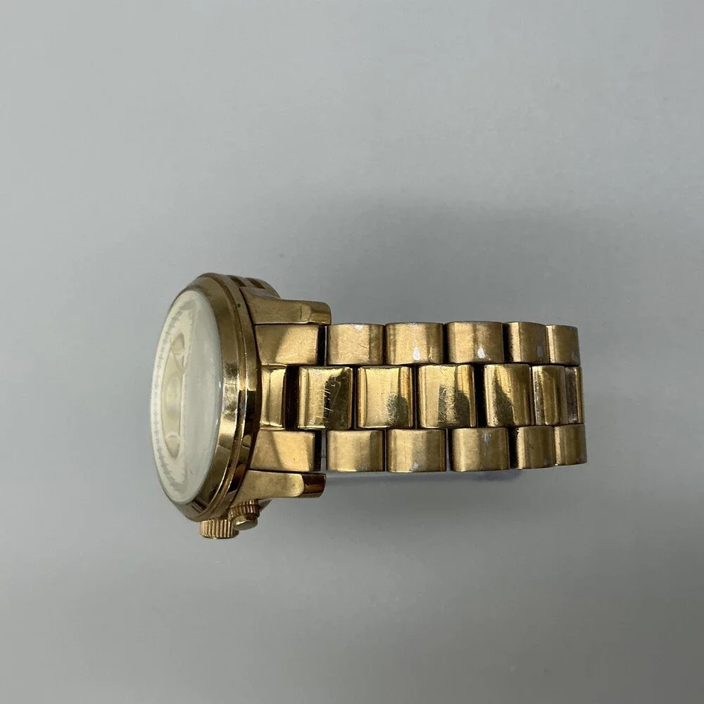 Michael Kors MK-5055 Womens Watch 37mm Gold Tone Chronograph New Battery 6.75